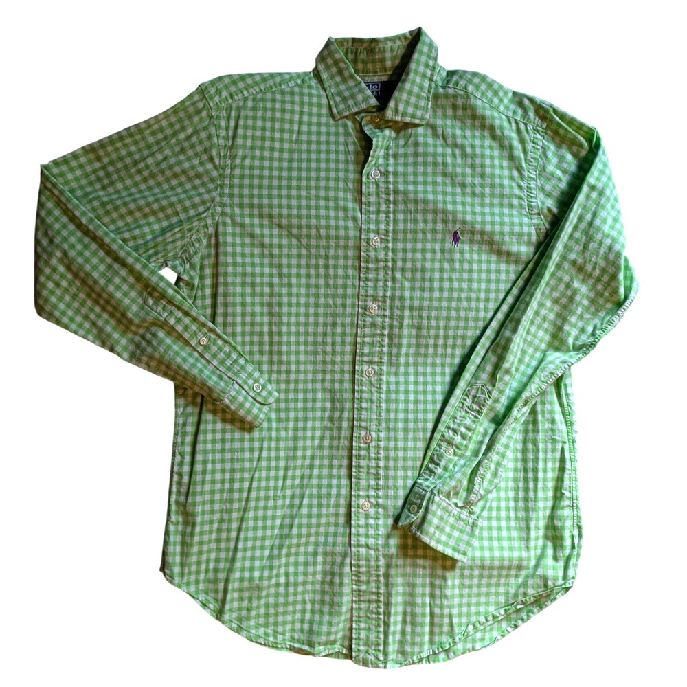 Polo Ralph Lauren Westerton Mens Medium Green Gingham Check Button Down Shirt